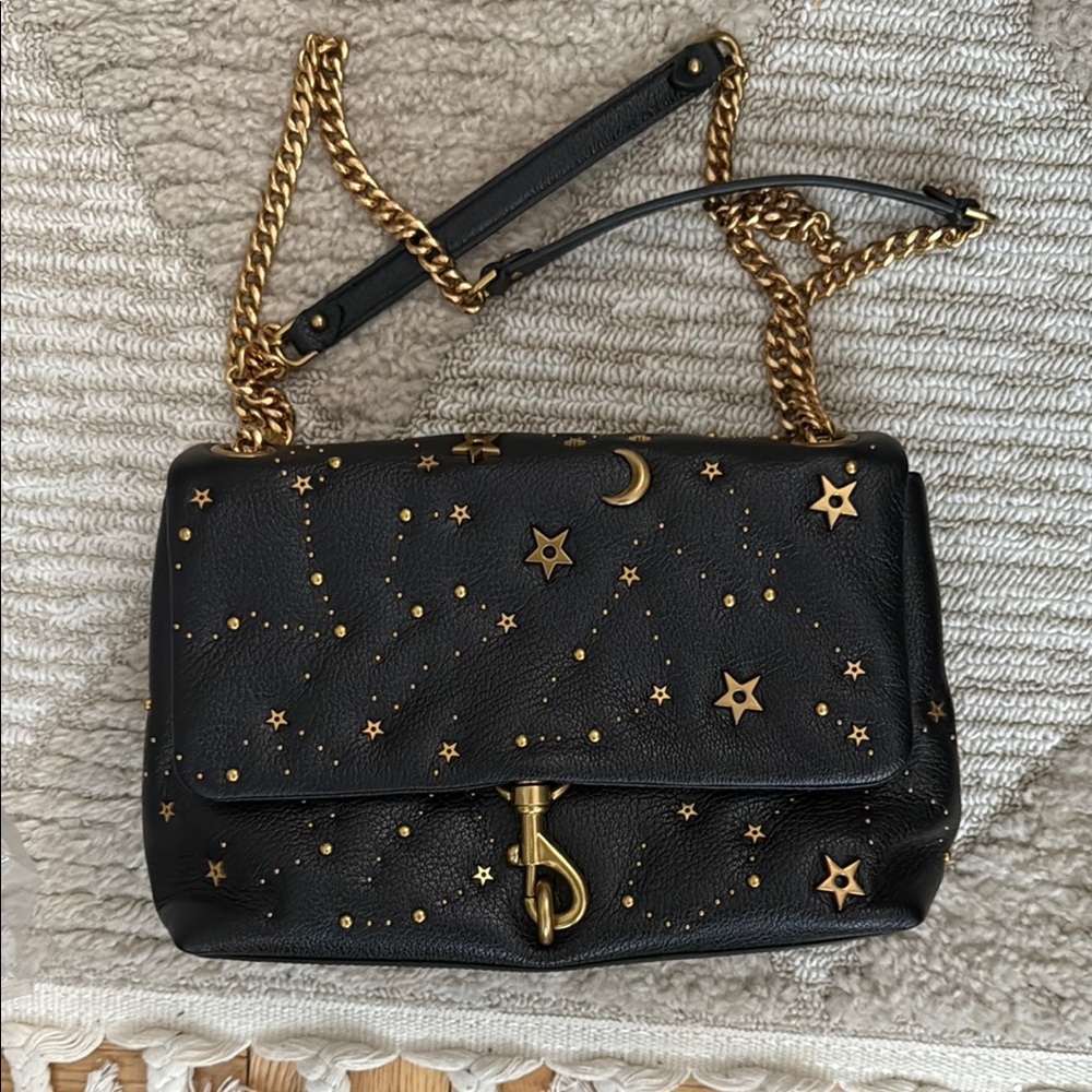 Rebecca Minkoff Edie Black and Gold Starry Women's Bag
